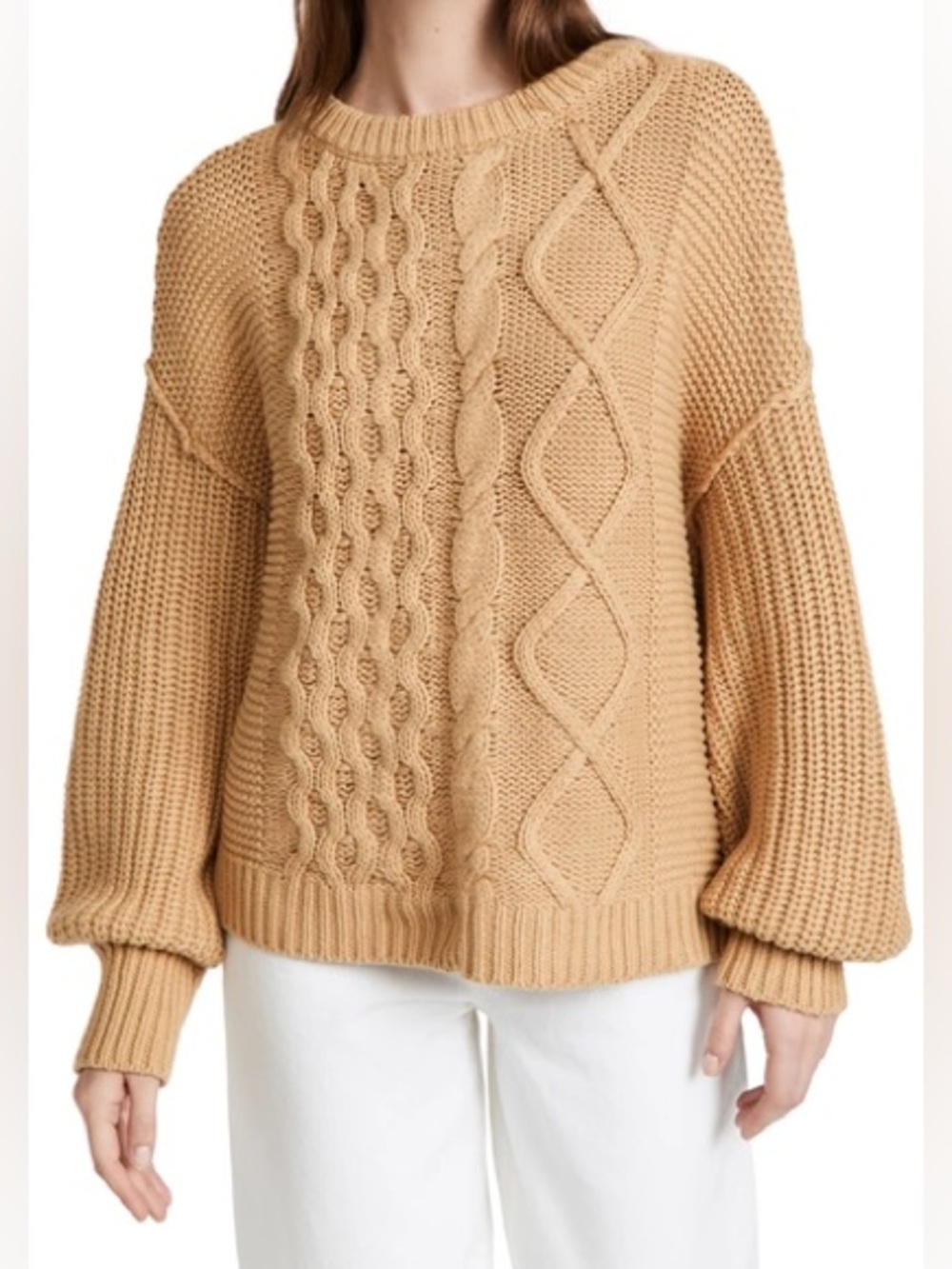 🤎NWOT Free People Dream Cable Crewneck Sweater🤎
